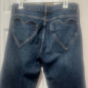 Zara Dark Blue Heart Pocket Straight Leg Jeans
